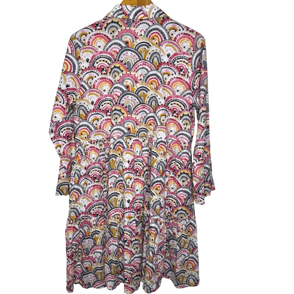 Dress Addict Button‎ Front Cotton Dress Tiered Medium Rainbow Print - Picture 2 of 11